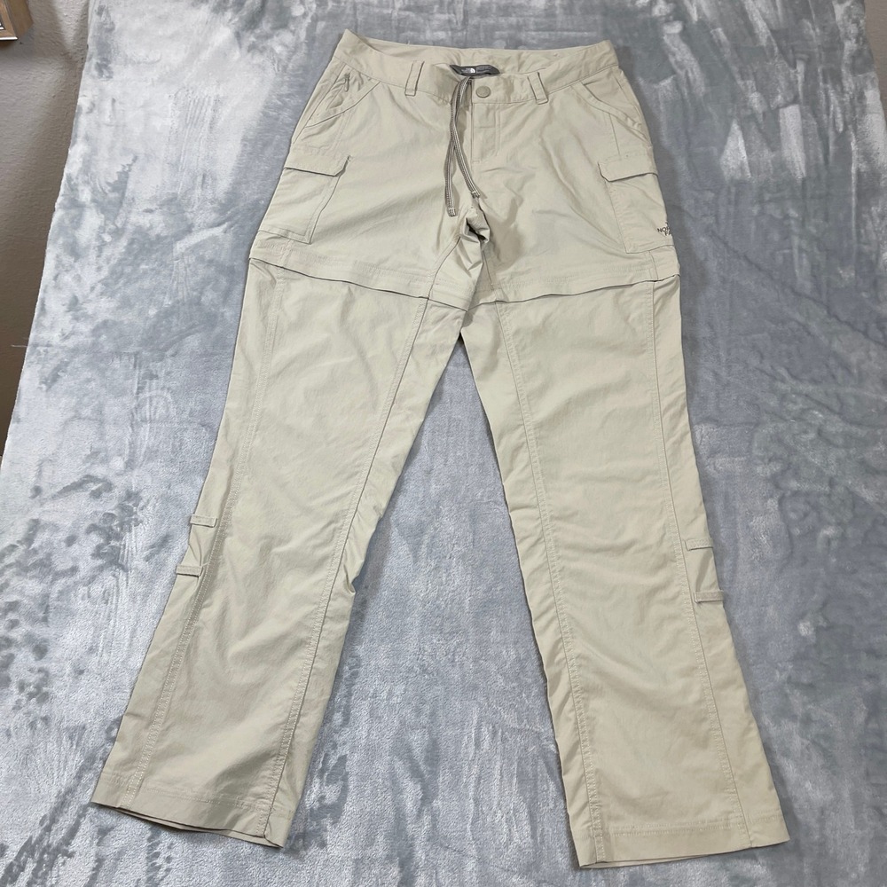 The North Face Womens Tan Khaki Convertible Zip Off Cargo Hiking Pants Size 6